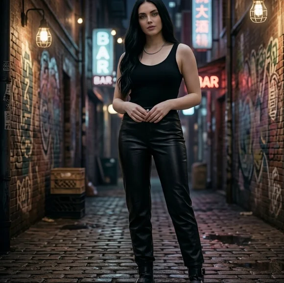 Hunter & Brown Black Faux Leather Pants - Size Medium - NWOT - Picture 2 of 15